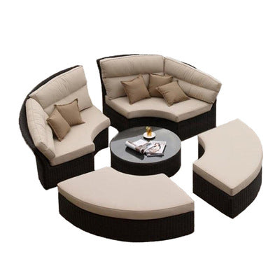Outdoor Furniture Villa Garden Balcony Rattan Sofa Swimming Pool Round Lying Bed Sofa Leisure Table And Chair Combination Sofa