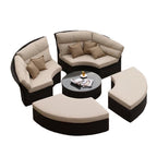 Outdoor Furniture Villa Garden Balcony Rattan Sofa Swimming Pool Round Lying Bed Sofa Leisure Table And Chair Combination Sofa