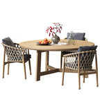 Teak Outdoor Tables And Chairs Leisure Courtyard Open Yard Villa Rattan Chair Outdoor Solid Wood Long Table Rattan Table And Chair Combination