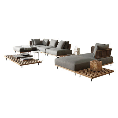 Rattan Woven Outdoor Sofa Courtyard Terrace Hotel Leisure Furniture Villa Rattan Art Open-air Garden Tea Table Combination