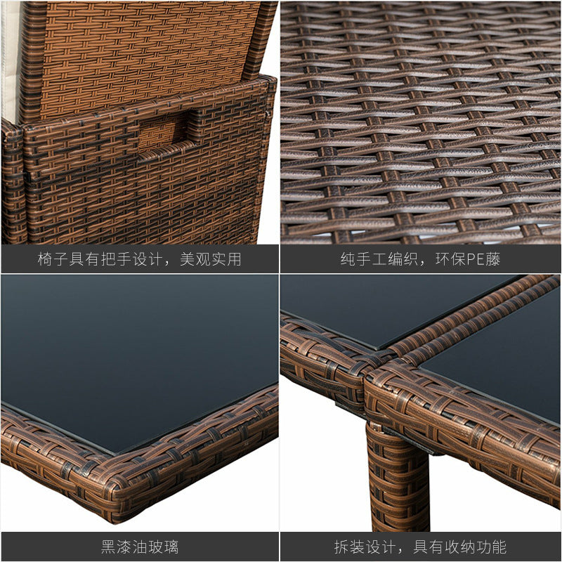 9 Pieces Patio Dining Rattan Chairs and Table Set