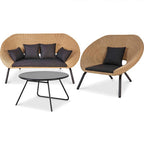 Balcony Leisure Combination Sofa Courtyard Garden Outdoor Rattan Weaving Nordic Hotel Soft Rattan Chair Outdoor Three Piece Set