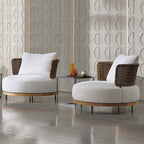 Rattan Woven Outdoor Sofa Courtyard Terrace Hotel Leisure Furniture Villa Rattan Art Open-air Garden Tea Table Combination