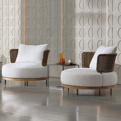 Rattan Woven Outdoor Sofa Courtyard Terrace Hotel Leisure Furniture Villa Rattan Art Open-air Garden Tea Table Combination