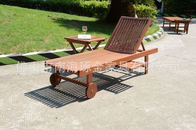Outdoor Teak Furniture Outdoor Villa Garden Solid Wood Bed Lounge Chair Courtyard Lounge Chair Outdoor Tables And Chairs