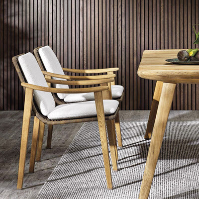 Nordic Outdoor Teak Rattan Tables And Chairs Courtyard Garden Villa Hotel Home Stay Model Room Outdoor Furniture Matching
