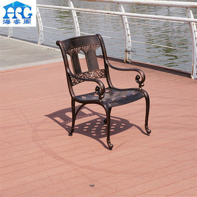 Outdoor Cast Aluminum Tables And Chairs Red Sandalwood Terrace Villa Courtyard Hotel Outdoor European Leisure Iron Furniture Combination