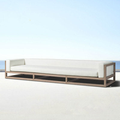 Outdoor Sofa Simple Outdoor Imitation Wood Aluminum Alloy Software Single And Double Sofa Combined Garden Leisure Sofa