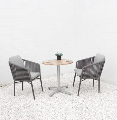 Outdoor Leisure Metal Tables And Chairs Outdoor Coffee Shop Milk Tea Shop Balcony Rattan Chair Three Piece Rope Braided Terrace Tables And Chairs