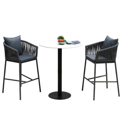 Nordic Modern Leisure Outdoor Bar Chair Open Air Coffee Bar High Stool Balcony High Foot Outdoor Bar Chair