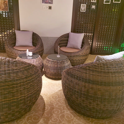 Balcony Table Chair Rattan Chair Three Piece Set Outdoor Courtyard Leisure Rattan Round Sofa Single Table Combination