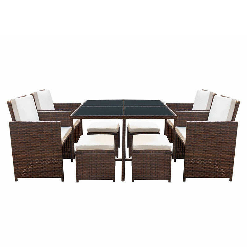 9 Pieces Patio Dining Rattan Chairs and Table Set
