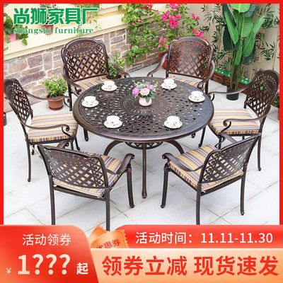 Cast Aluminum Outdoor Table And Chair Combination Simple Iron Art Outdoor Courtyard Garden Anti-corrosion Leisure Balcony Open-air Table And Chair