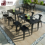 Qianmu Modern Simple Outdoor Rock Table Milk Tea Shop Outdoor Leisure Table And Chair Combination Courtyard Balcony Plastic Wood Table