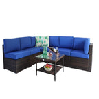 7 Pieces Wicker PE Rattan Sectional Conversation  Sofa Sets