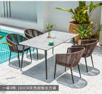 Outdoor Leisure Rattan Table And Chair Combination Outdoor Imitation Rattan Dining Chair Rock Board Table And Chair Courtyard Garden Home Stay Rattan Chair