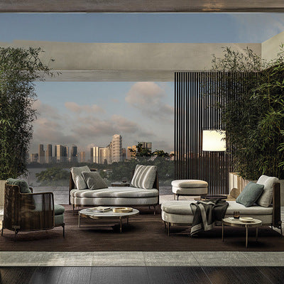 Design Nordic Outdoor Sofa Balcony Courtyard Hotel Lobby Club Rattan Sofa Combination
