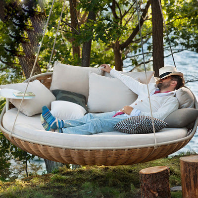 Outdoor Home Stay Bird's Nest Swing Rattan Round Hammock Hanging Chair Garden Double Basket Hammock Sofa Round Bed