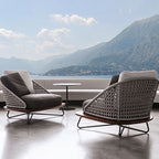 Nordic Outdoor Wood Art Pineapple Lattice Rope Leisure Sofa Combination Hotel Terrace Supporting Rattan Tables Chairs And Sofas