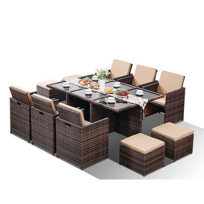 Outdoor Table And Chair Combination Modern Simple Terrace Outdoor Bar Coffee Shop Leisure Rattan Chair Furniture Imitation Rattan Table And Chair