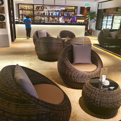 Balcony Table Chair Rattan Chair Three Piece Set Outdoor Courtyard Leisure Rattan Round Sofa Single Table Combination