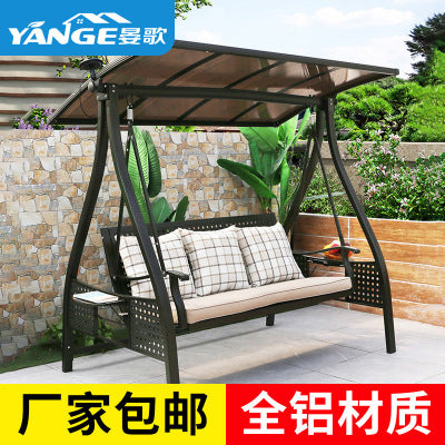 Swing Outdoor Courtyard Garden Balcony Household Hanging Chair Outdoor Iron Three Double Rocking Chair Cast Aluminum Swing