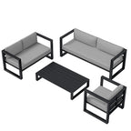 Nordic Cast Aluminum Alloy Sofa Terrace Balcony Courtyard Flat Outdoor Loft Commercial Street Modern Sofa Coffee Table Combination
