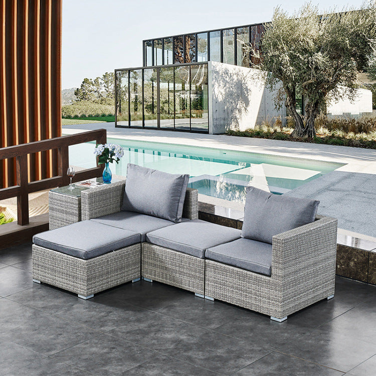 5 Pieces Patio Furniture Set All Weather PE Rattan Patio Conversation Sets