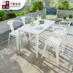 Qianmu Modern Simple Outdoor Rock Table Milk Tea Shop Outdoor Leisure Table And Chair Combination Courtyard Balcony Plastic Wood Table