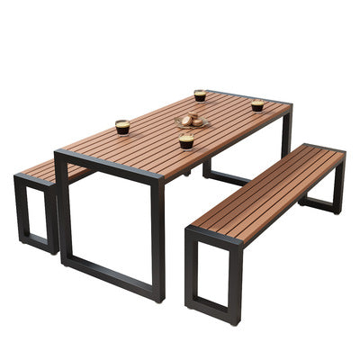 Qianmu Industrial Style Outdoor Plastic Wood Dining Table And Chair Combination American Courtyard Garden Rest Area Milk Tea Shop Open-air Dining Chair