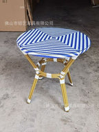 Nordic Rattan Woven Plastic Wood Aluminum Alloy Outdoor Restaurant Balcony Coffee Shop Set Tables Chairs And Tables