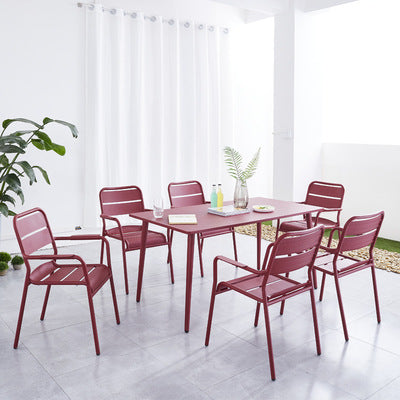 Outdoor Aluminum Alloy Open-air Chair Courtyard Outdoor Dining Table Coffee Shop Milk Tea Shop Set Combination Of Tables And Chairs