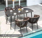 Outdoor Leisure Rattan Table And Chair Combination Outdoor Imitation Rattan Dining Chair Rock Board Table And Chair Courtyard Garden Home Stay Rattan Chair