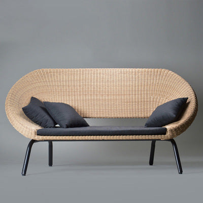 Modern Terrace Outdoor Single Rattan Sofa Simple Outdoor Double Recliner Combination Leisure Outdoor Furniture