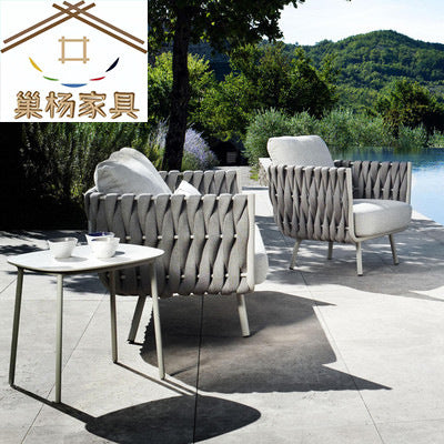 Outdoor Sofa Leisure Balcony Rattan Sofa Villa Outdoor Courtyard Double Outdoor Rattan Chair Sofa Furniture Combination