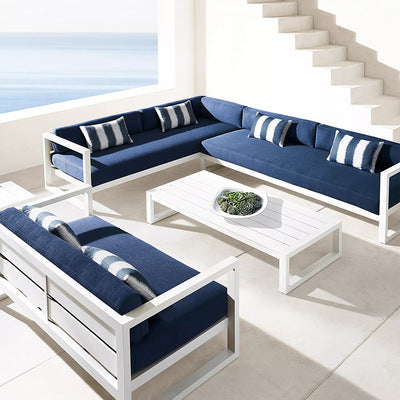Nordic Cast Aluminum Alloy Sofa Terrace Balcony Courtyard Flat Outdoor Loft Commercial Street Modern Sofa Coffee Table Combination