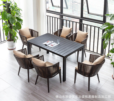 Modern Leisure Courtyard Outdoor Rattan Tables And Chairs Outdoor Villa Milk Tea Shop Chair With Tea Table Combination Outdoor Furniture