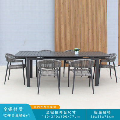 Simple Leisure Furniture External Tables And Chairs Outdoor Garden Courtyard Aluminum Alloy Stretched Open-air Table And Chair Combination
