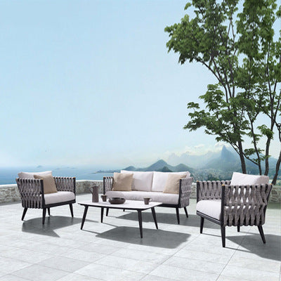 Nordic Outdoor Furniture Balcony Model Room Rattan Sofa Table And Chair Combination Garden Hotel Villa Courtyard Rattan Chair
