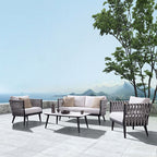 Nordic Outdoor Furniture Balcony Model Room Rattan Sofa Table And Chair Combination Garden Hotel Villa Courtyard Rattan Chair