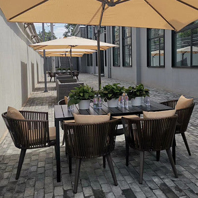 Modern Leisure Courtyard Outdoor Rattan Tables And Chairs Outdoor Villa Milk Tea Shop Chair With Tea Table Combination Outdoor Furniture