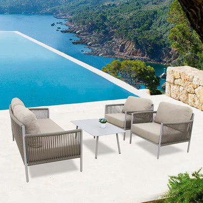 Outdoor Nordic Tables And Chairs Tied Rope Sofa Leisure Teslin Balcony Rattan Chair Sofa Terrace Courtyard Sofa Combination