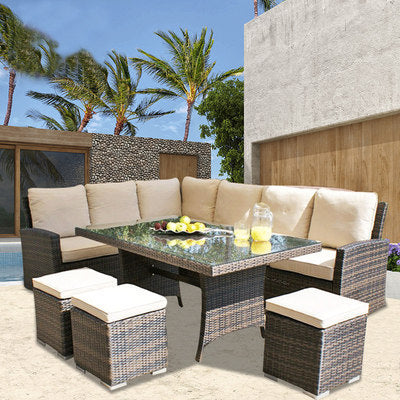 Outdoor Rattan Chair Sofa Outdoor Courtyard Terrace Sunshine Room Rattan Sofa Balcony Leisure Corner Rattan Sofa Combination
