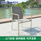 Outdoor Balcony Courtyard Leisure Tea Table Tables And Chairs Outdoor Open-air Garden Waterproof Sunscreen Solid Wood Stainless Steel Tables And Chairs