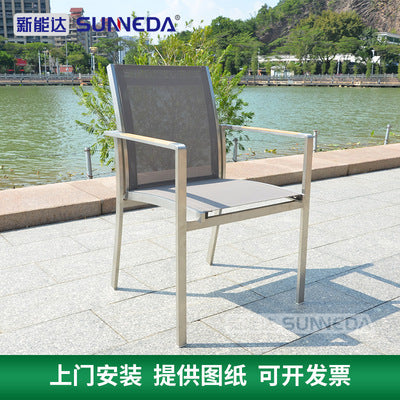 Outdoor Balcony Courtyard Leisure Tea Table Tables And Chairs Outdoor Open-air Garden Waterproof Sunscreen Solid Wood Stainless Steel Tables And Chairs