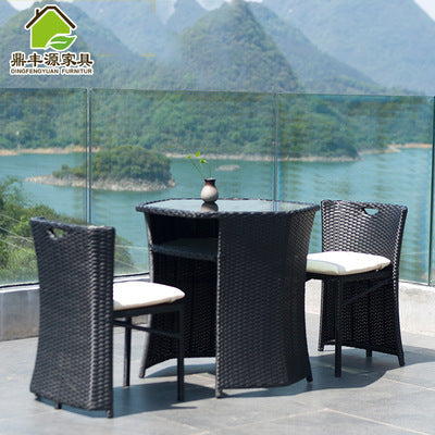 Outdoor Leisure Balcony Rattan Chair Tea Table Three Piece Set Of Modern Simple Rattan Furniture Set Outdoor Balcony Chair