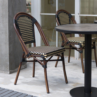 Milk Tea Shop Coffee Shop Outdoor Leisure Tables And Chairs PE Imitation Rattan Tables And Chairs American Rattan Chairs Three Piece Tea Table