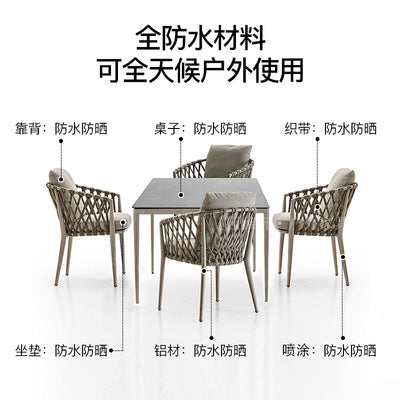 Nordic Leisure Rattan Woven Outdoor Dining Table Chair Tea Table Outdoor Courtyard Cafe Rattan Chair Furniture Garden Terrace Balcony