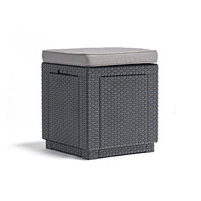 Outdoor Leisure Furniture European Injection Molded PP Plastic Balcony Terrace Storage Bucket Tea Table Storage Box Footstool