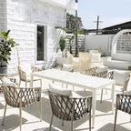 Nordic Outdoor Tables And Chairs Commercial Street Rattan Chair Model Room Villa Outdoor Outdoor Combined Courtyard Rope Woven Balcony Tables And Chairs
